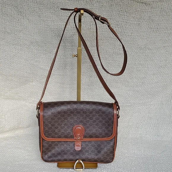 CELINE Brown Macadam Flap Crossbody Bag - Picture 3 of 17